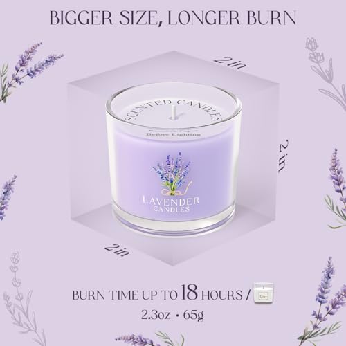 Image of CHILLFLAME Lavender Candle, Scented Candles Gift Set for Stress Relief, 6 Candles for Women and Men, Birthday Candle Gifts for Women, Candles Gifts for Women (Purple, 14 oz)