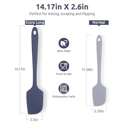 Image of U-Taste 14in Extra Large Silicone Spatula, 600F Heat Proof, Midnight Blue