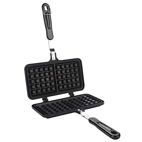 Handbetriebenes Waffeleisen, Waffelform Doppel-Waffelautomat Antihaftbeschichtet, Doppelwaffeleisen Für Nutzung Auf Herdplatten, 33.5 Cm X 21.5 Cm