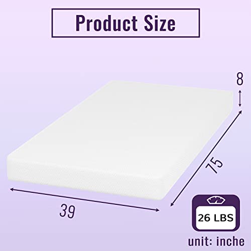 Image of PayLessHere Memory Foam Mattress Cooling Gel Bamboo Charcoal Infused 8 inch CertiPUR-US Certified Breathable Bed Mattress Supportive & Pressure Relief,Fiberglass Free,White Twin