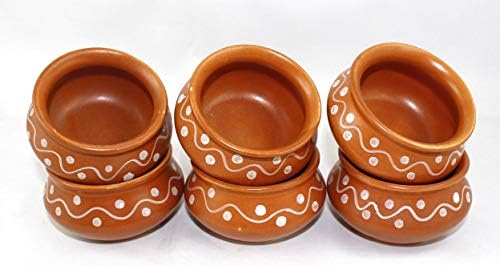 Artisans Orissa Set of 6 Traditional Indian Ceramic Pot For Lassi/Curd/Kheer 80ml