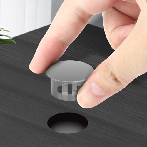Image of 50PCS 7 /8 inch Grey Plastic Plugs Hole, Round PA66 Plug Furniture Hole Decorative Cover