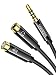 UGREEN Headset Adapter Headphone Mic Y Splitter Cable, 3.5mm Stereo Audio Male to 2 Female Separate Audio Microphone Plugs Compatible for PS4 Controller, Xbox One, Laptop, Phone, PC Gaming Headset