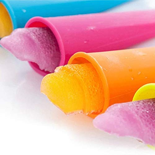 ZH Silicone Popsicle Mould, 6 Vibrant Colors with Cover, Durable, Reusable, DIY Ice Cream Jelly Lollipop Popsicle Pops Set of 6(color007)
