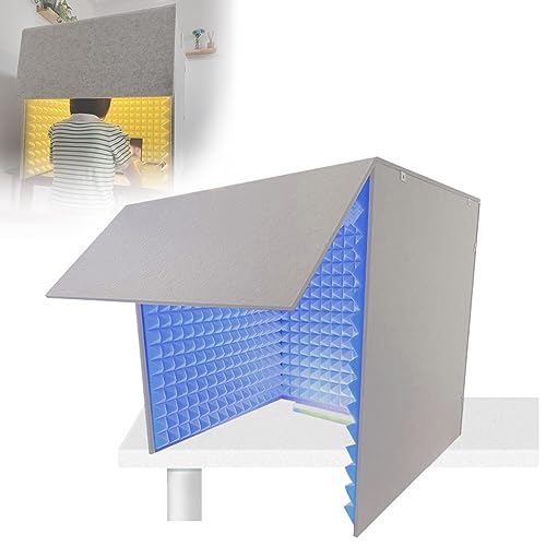 WORDFUN cabina portátil para grabación vocal de 31x31 pulgadas, cubierta de escritorio insonorizada, aislamiento para micrófono, reducción de ruido, para oficina en casa y estudio miniatura 1