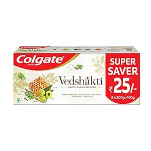 Colgate Swarna Vedshakti Ayurvedic Toothpaste, Anti-Bacterial Paste for Whole Mouth Health, With Neem, Clove, and Honey…