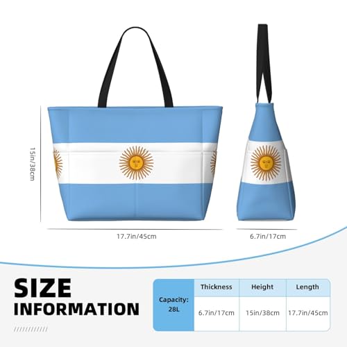 Sac à main décontracté grand format imprimé Argentine, grand cabas chic Noir