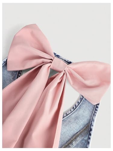 Floerns Girl's Cute Bowknot Backless A Line Denim Dress Sleeveless Halter Dresses3