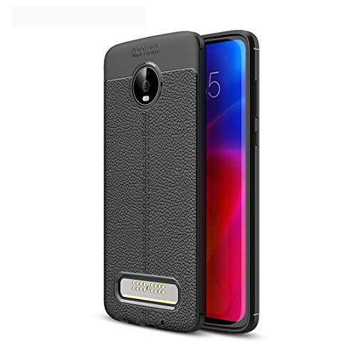Protection Motorola Moto Z4 Play texture cuir litchi premium noire en TPU