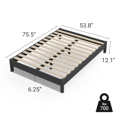 Image of LIFEMENT Full Bed Frame Signature Wood Platform, Noise Free, Under Bed Storage, No Box Spring Needed, Easy Assembly, Black