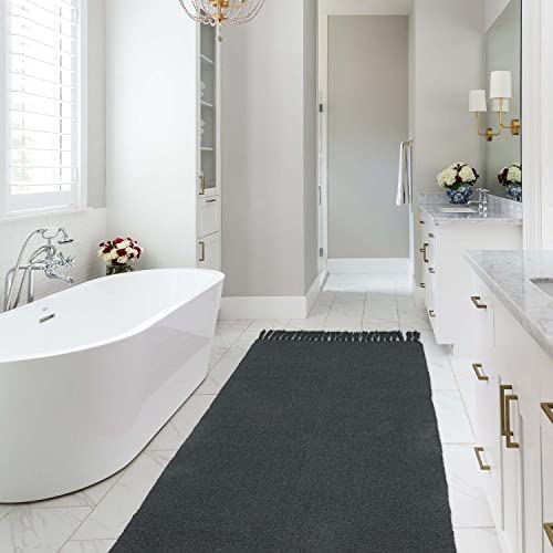 Seavish Grey Hallway Runner Rug Machine Washable Rug, 2X6 Kitchen Runner Rug Cotton Hand Woven Reversible Farmhouse Low-Pile Entryway Rug For Laundry Room Bedroom Bathroom Foyer Living Room #TOP6