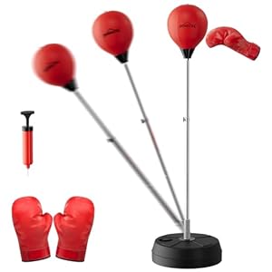 Punchingball Set Standbox Training Set, 121-145cm Höhenverstellbar, Box Reflexball, mit 2 Paar Handschuhe 1 Pump, Boxen Sport Geeignet für Profis und Anfänger Pratzen Boxen