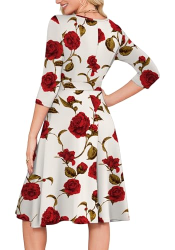 RUMIA Summer Dresses for Women Casual 3/4 Sleeve Spring Floral Cocktail Dresses Vacation Work Dress — view 5