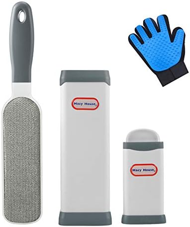 MacyHS Pet Hair Remover Brush - Fur & Lint Removal Brush with Self-Cleaning Base - Dog & Cat Hair Remover for Furniture, Carpet, Bed, Car Seat, Clothing - Animal Fur & Dust Removal Tool(Gray