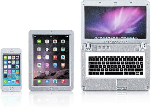 Mini Dollhouse Accessories 3 Pack Mini Laptop Tablet and Smart Phone Scene Computer Simulation Play Set for Miniatures Doll Silver Festival Gifts Zinc Alloy Size 2.36 × 1.77 × 0.08 inches