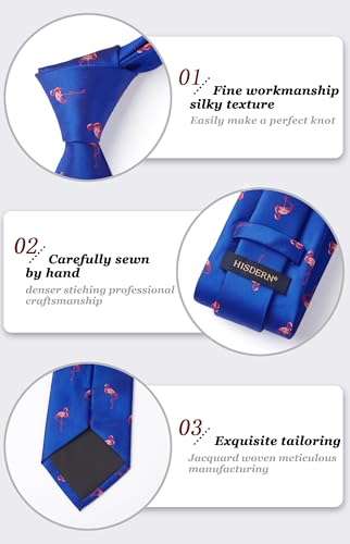 Image of HISDERN Ties for Men Classic Animal Tie and Pocket Square Set Jacquard Woven Silk Neckties Handkerchief Wedding Party