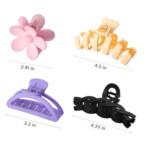 image for Sunolga 8PCS Hair Clips for Women, Flower Claw Clips for Thick Hair, N