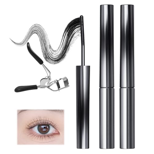 kaiyaya 2 unidades de máscara de ojos de hierro, rimel 3D, resistente al agua, con rizador de pestañas, máscara de metal sin cerdas, volumen delgado, longitud natural, resistente al agua, duradero