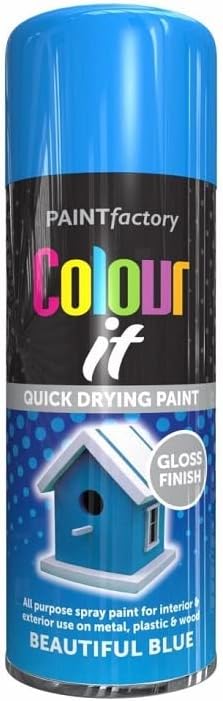 3x Blue Gloss All Purpose Aerosol Spray Paint 250ml Quick Drying Spray, Fast Dry and Excellent Coverage for Metal, Wood, Plastic and More by Diva Gift