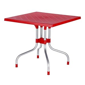 Supreme Olive 4 Seater Plastic Dining Table for Home (Coke Red)