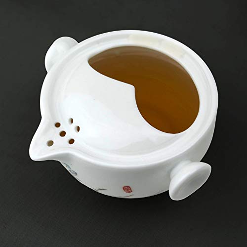Image of Liang baobao Convenient Teapot Cup Porcelain Teacup White Glazed Travel tea set (Lotus)