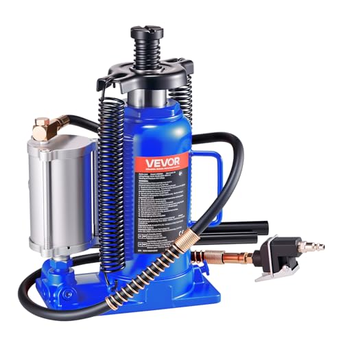 VEVOR lufthydraulischer Flaschenheber mit 20 t Kapazität, 260–495 mm Hubbereich, pneumatischer/manueller Flaschenwagenheber mit Pumpe für Auto Pickup LKW Wohnmobil SUV Autoreparatur, Blau