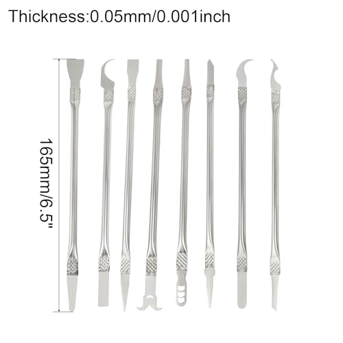 uxcell 8 in 1 Metal Spudger Phone Pry Opening Repair Tools Kit Screen Disassemble Set Double Ended for Cellphone Mobile Phone Laptop PC - Image 2