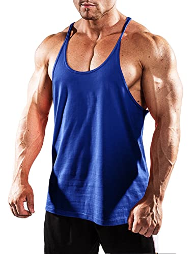 Muscle Alive Hombre Camisetas de Tirantes Entrenamiento Hombre Fitness Deportivo Gimnasio Tops Camisetas T-Shirts Chaleco T1001 Azul S