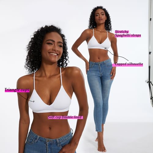 Image of Seamless Bra for Women Low Back Bralette Wirefree Spaghetti Bra with Padded Removeable