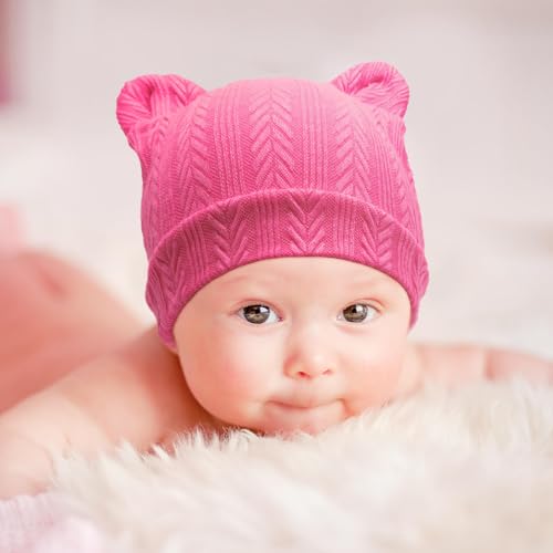 Image of BQUBO Newborn Baby Hats Bear Ears and Mittens Sets Preemie Caps Baby Boy Girl Infant Hospital Beanie for 0-3 Months