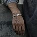 Men Fashion Silver Thai Handmade Open Bangle Twisted Cuff Bracelets Gift-Default