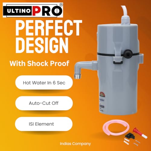 Image of Instant Water Geyser 1L | Portable Electric Water Heater for Bathroom, Kitchen, Salon, Clinic, Office, Lab & Home Use | ABS Body | Energy Efficient (Grey /Geyser)