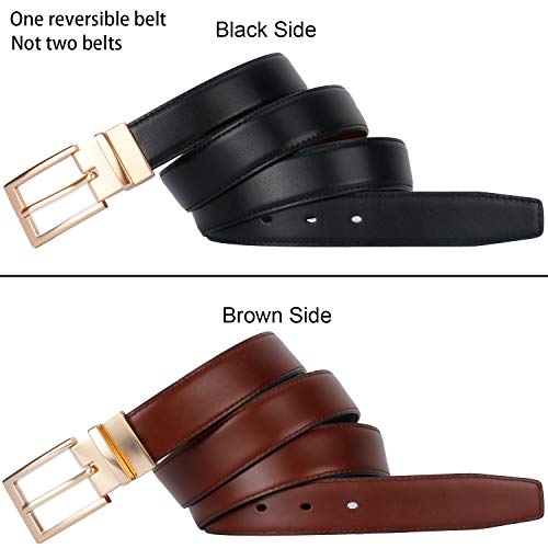 Lavemi Mens Belt Reversible 100% Italian Leather Dress Casual,One Reverse for 2 Colors,Trim to Fit3