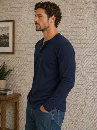 Image of FN3 Men's Premium Waffle Knit Henley Tshirt for Men