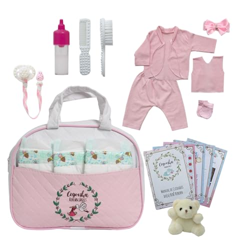 Conjunto P Bebê Reborn Roupa Fralda e Bolsa Maternidade Rosa