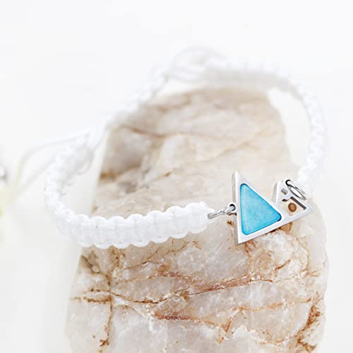 Image of Uloveido Handmade Braided Rope Bracelets with Blue Triangle Mountain Mustard Seed Charm Unisex Mountain Bracelet