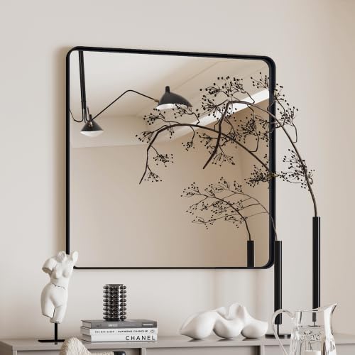 Wall Mirror, Rectangular Metal Framed Vanity/Dressing Mirror, for Bathroom, Living Room, Bedroom Wall Decor, 36x36