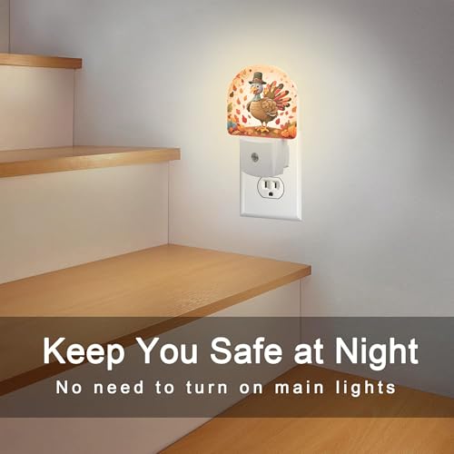 Image of Cute Cartoon Turkey Night Light for Kids,Thanksgiving Day Fall Autumn Night Light Plug in with Dusk to Dawn Sensor,0.5w Energy Saving Nightlight for Hallway Stairway Kitchen Bedroom