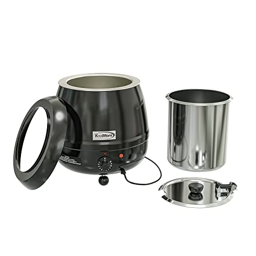 Image of KoolMore Commercial Soup Kettle Warmer with Hinged Lid and Removable Pot Insert for Buffet, Restaurant, Party, Event, and Catering, Large 2.5 Gallon, Electric [Black] (SK-BK-3G)