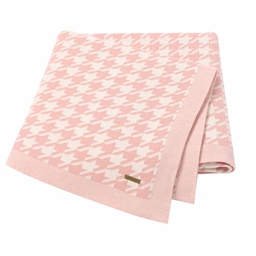 Image of Zeraks Cute Baby Blanket with Animal Design – 100% Cotton Swaddle for Newborns, Infants & Toddlers – Versatile Stroller Cover, Play Mat, and Nursery Blanket – 39 x 31 inches (Pink Checkered)