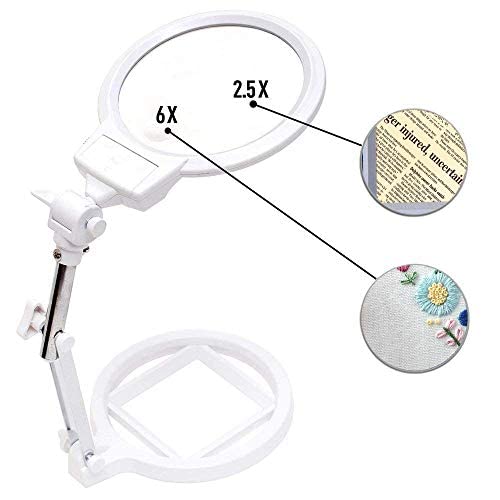 YUHINN Lupa Lupa con Soporte, luz LED, Plegable, Ajustable, ayudas de Lectura de Baja visión para Trabajos de reparación de Cerca, Costura Inspección
