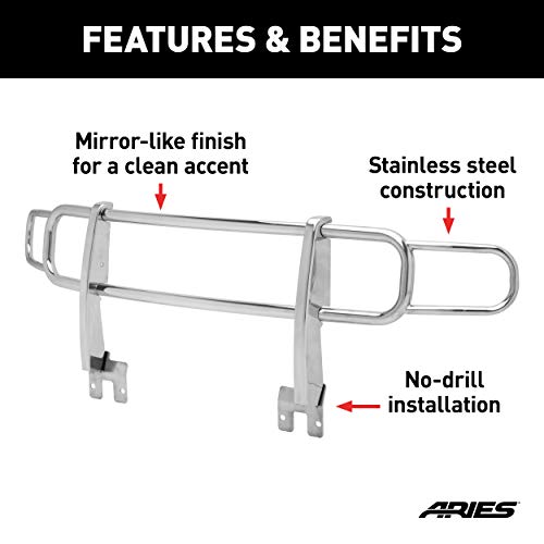 Aries 4077-2 Polished Stainless Steel Grille Guard, No-Drill, Select Hummer H3, H3T #TOP3