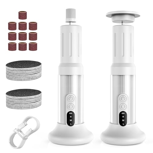 Gerbala Rimozione calli Elettrico, Calli Rimozione Piedi Ricaricabile 6 Velocità Regolabile Dispositivo Elettrico Pedicure Pedicure Set per Pelle Morta Rischiata Dura (Bianco)