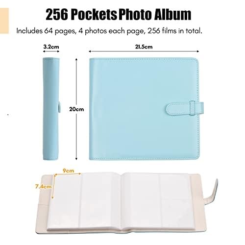 mingzhe Substituição De Álbum De Fotos De 256 Bolsos Para Instax Mini 11 90 70 9 8+ 8 Liplay Azul