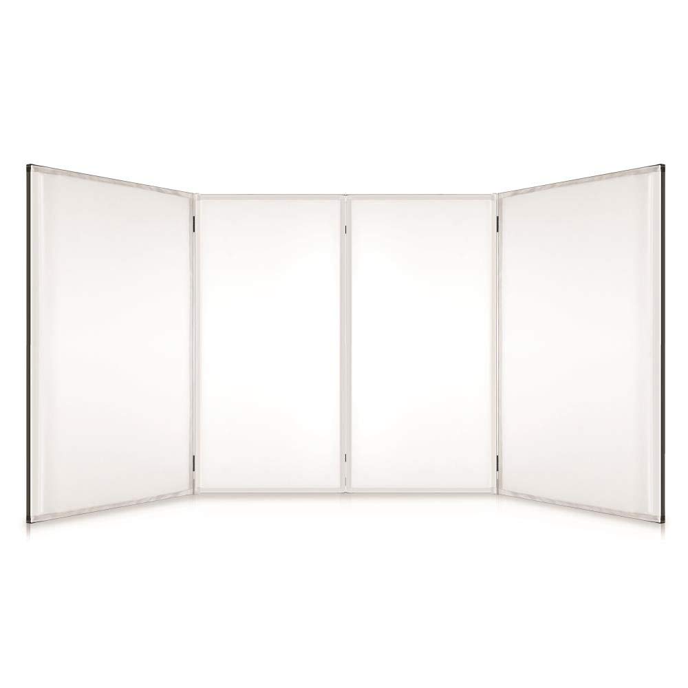 Pyle DJ Booth Foldable Cover Screen - Portable Event Facade Front Board Video Light Projector Display Scrim Panel with Folding Steel Frame Stand, Stretchable Material - PDJFAC12 (48"x24.2"x46" White)