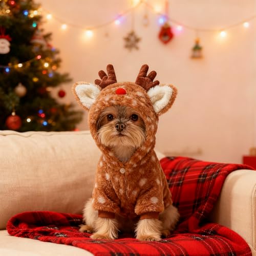 TECHEEL Weihnachten Haustier Kleidung Weihnachtskostüm Katzen Hunde Kostüm Weihnachts hundekostüm Weihnacht Weihnachtskostüm Katzen für Klein Hund Katze (Elch M)