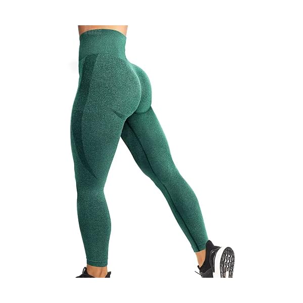 HIGORUN Women Seamless Leggings Smile Contour High Waist Workout Gym Yoga Pants Green L