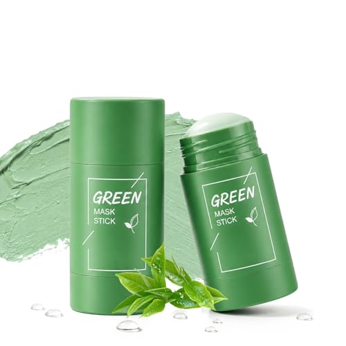 2 Piezas Mascarilla en Stick Té Verde,Limpieza Facial Profunda,Eliminación de Puntos Negros,Control de Grasa,Mascarilla de Arcilla Purificante para Piel Mixta y Grasa,Hidratante