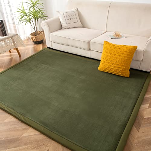 Tapete coral velvet MAXYOYO 78x78 pulgadas verde oliva miniatura 2