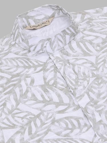 Image of Majestic Man Women's Cotton Regular Fit Casual Ethnic Motifs Printed Mandarin Collar Long Kurta